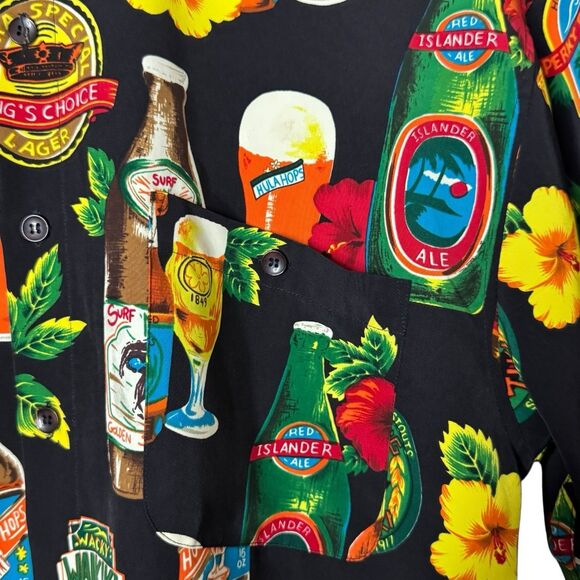 Vtg Montello Club Mens Medium Floral Beer Print Button Up Shirt Short Sleeve - Picture 6 of 10